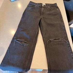 Zara Washed-Black High Waisted Wide-Leg Jeans